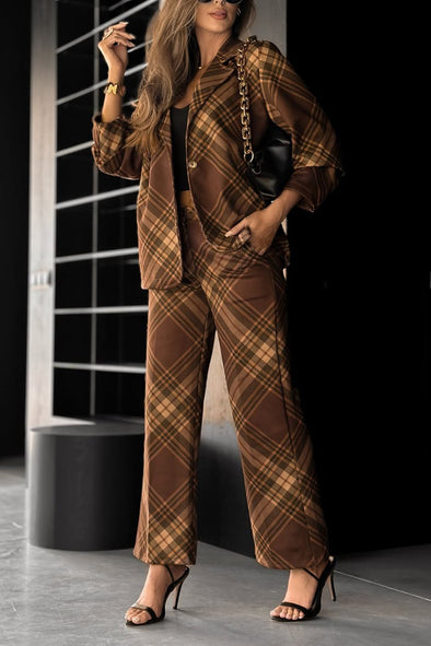 Womens Lapel Striped Jacket + Pants Temperament Commuter Suit