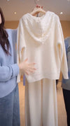 Women Knitted Sequined Casual Suit