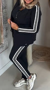 Women Lapel Vertical Striped Jacket + Pants Commuter Suit