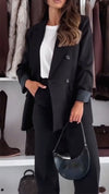 Women Lapel Solid Color Temperament Commuter Suit