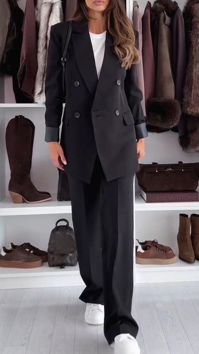 Women Lapel Solid Color Temperament Commuter Suit
