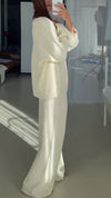 Women Cardigan + Pants Solid Color Casual Suit