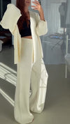 Women Cardigan + Pants Solid Color Casual Suit