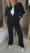 Women Lapel Vertical Striped Jacket + Pants Commuter Suit