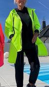 Women Hooded Drawstring Irregular Printed Letters Casual Coat