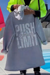 Women Hooded Drawstring Irregular Printed Letters Casual Coat