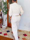 Casual Side Color Block Jacket + Pants Suit