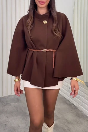 Womens Stand-up Collar Temperament Casual Cape Coat