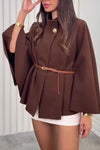 Womens Stand-up Collar Temperament Casual Cape Coat