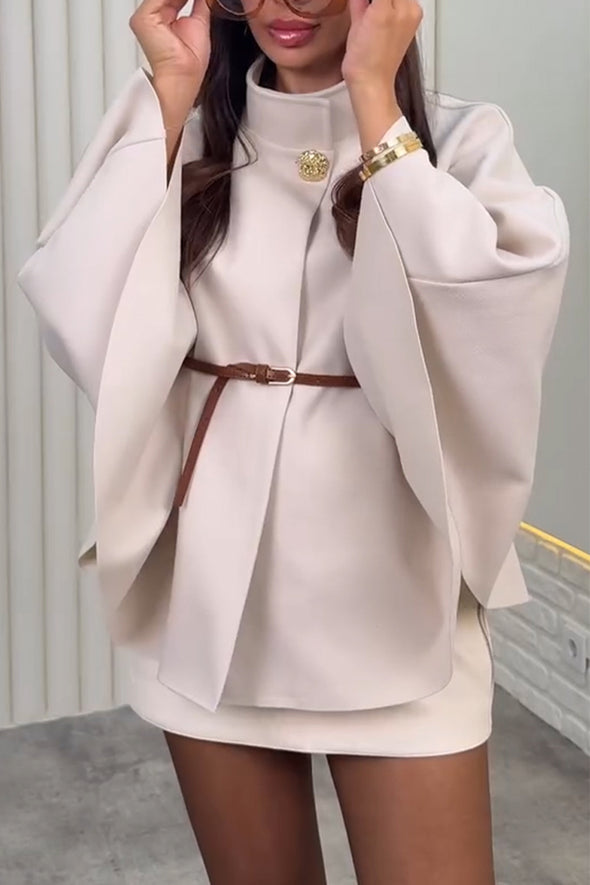 Womens Stand-up Collar Temperament Casual Cape Coat