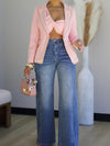 Fashion Peak Collar Beaded Slim Fit Blazer