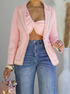 Fashion Peak Collar Beaded Slim Fit Blazer
