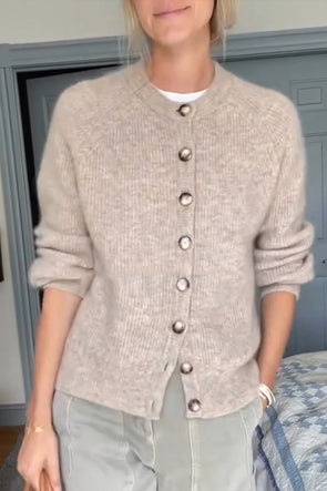 Women Round Neck Button-down Knitted Casual Cardigan