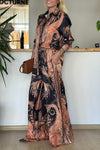 Womens Lapel Printed Casual Suit