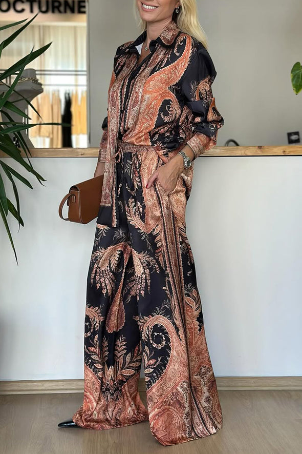 Womens Lapel Printed Casual Suit