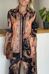 Womens Lapel Printed Casual Suit
