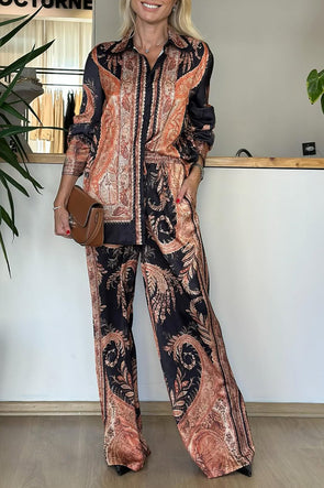 Womens Lapel Printed Casual Suit