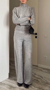 Women Round Neck Zipper Jacket + Pants Casual Suit
