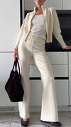 Women Round Neck Zipper Jacket + Pants Casual Suit