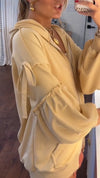 Women Round Neck Hooded Patchwork Casual Coat
