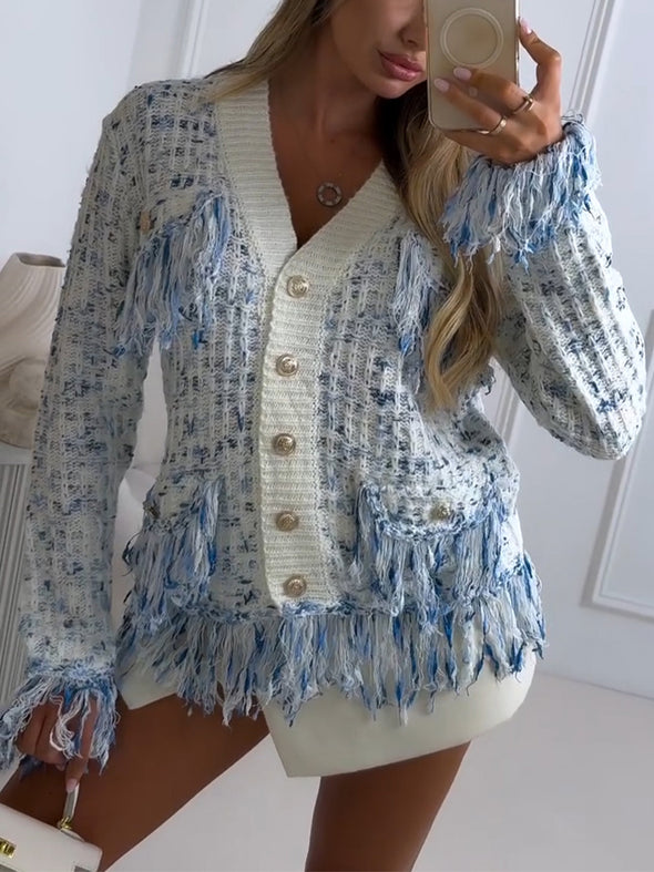 Women Buttoned Tassel Casual Style Coat