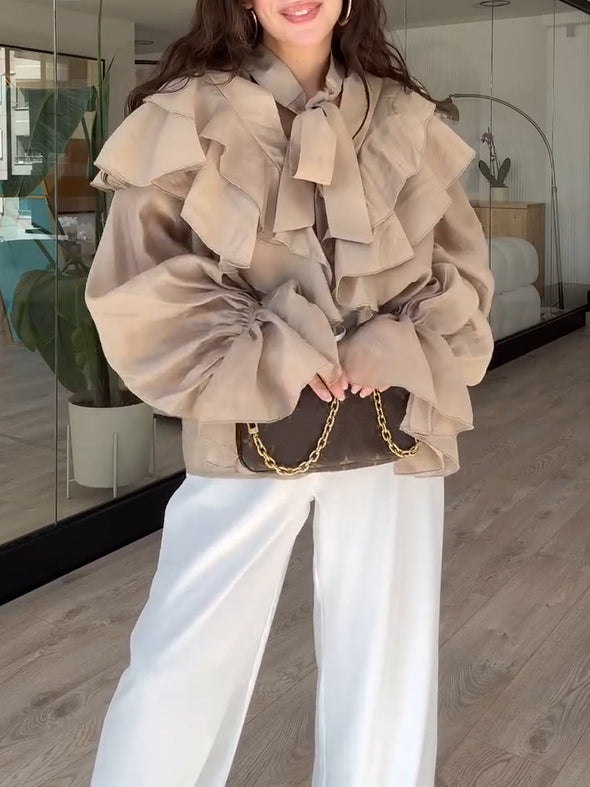 Elegant Multi-Layer Ruffle Chiffon Shirt