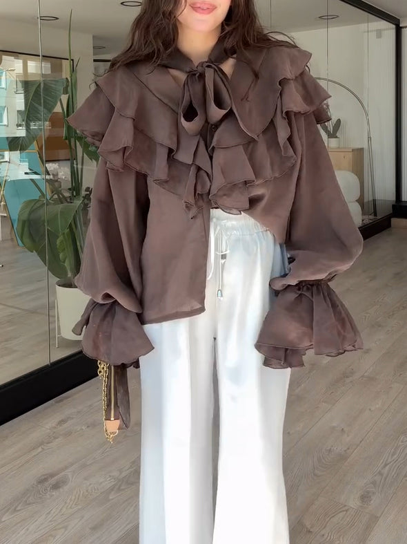 Elegant Multi-Layer Ruffle Chiffon Shirt
