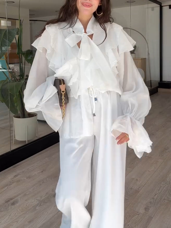 Elegant Multi-Layer Ruffle Chiffon Shirt
