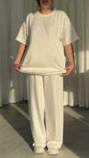 Women Round Neck Rhinestone Loose Casual Suit