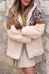 Women Hooded Patchwork Printed Plush Casual Coat