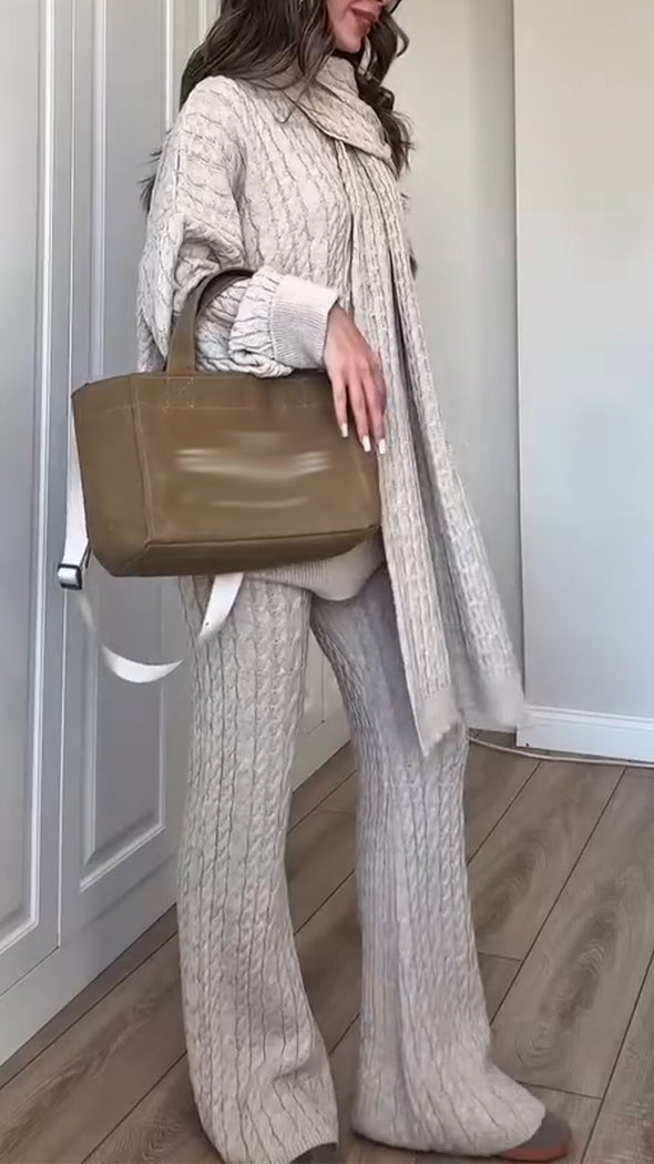 Women Round Neck Knitted Casual Suit