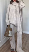 Women Round Neck Knitted Casual Suit