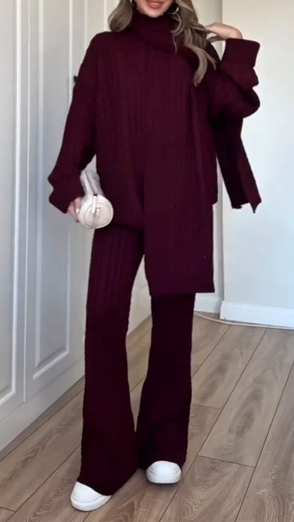 Women Round Neck Knitted Casual Suit