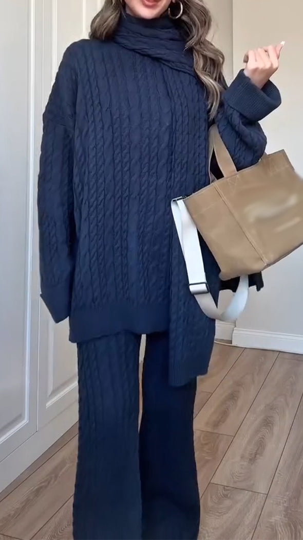Women Round Neck Knitted Casual Suit