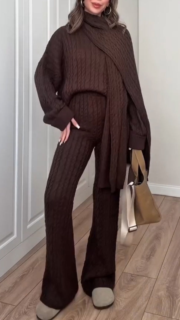 Women Round Neck Knitted Casual Suit