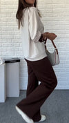 Women Button-down Cardigan + Pants Casual Suit