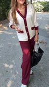 Women Button-down Cardigan + Pants Casual Suit