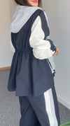 Women Lapel Stitching Fake Two-piece Jacket + Pants Casual Suit