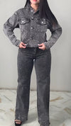 Women Lapel Rhinestone Jacket + Pants Casual Suit