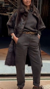 Women Lapel Solid Color Plush Temperament Casual Coat