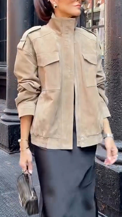 Women Stand Collar Temperament Casual Jacket