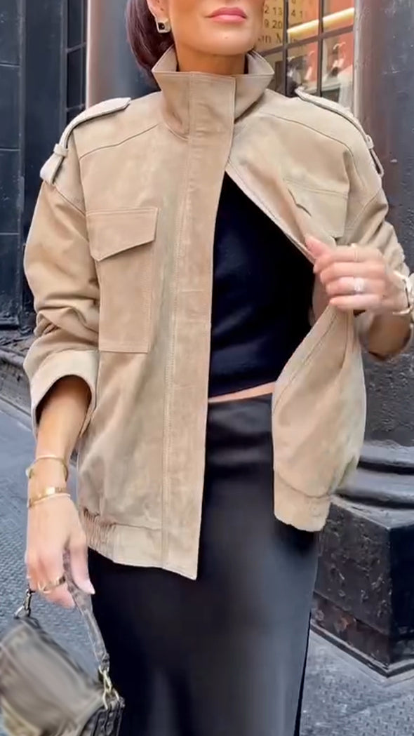 Women Stand Collar Temperament Casual Jacket