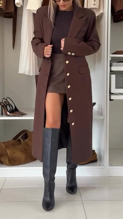 Ladies Lapel Buttoned Temperament Casual Windbreaker