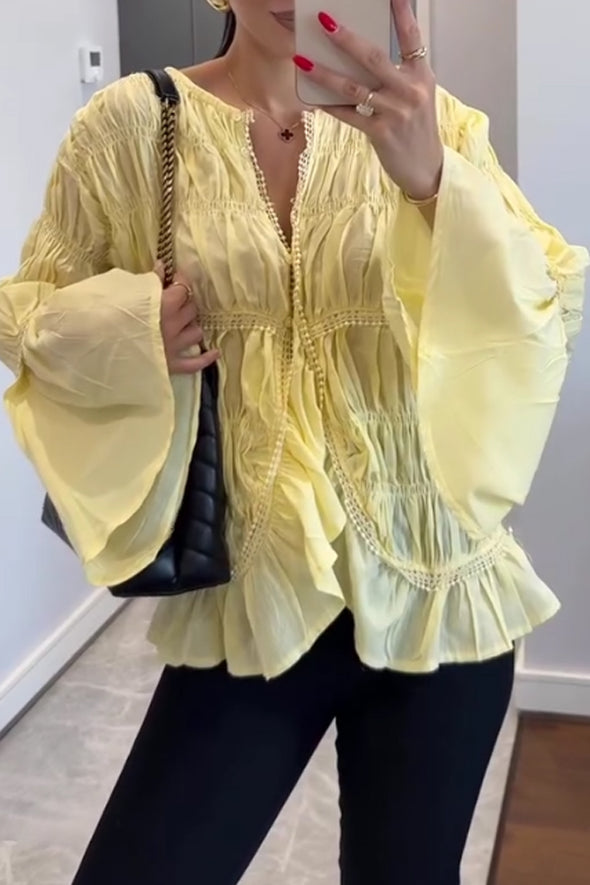 Women Bohemian Pleated Top