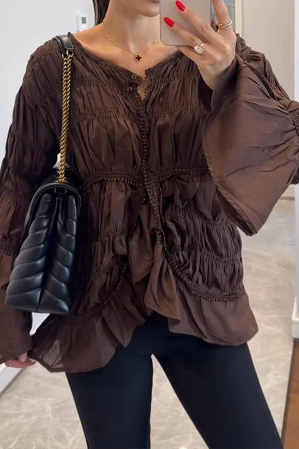 Women Bohemian Pleated Top