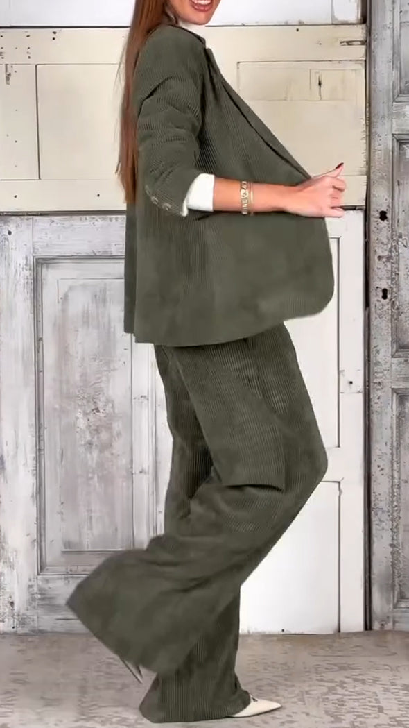 Women Lapel Jacket + Pants Temperament Commuter Suit