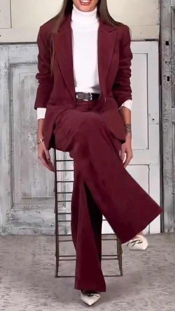 Women Lapel Jacket + Pants Temperament Commuter Suit