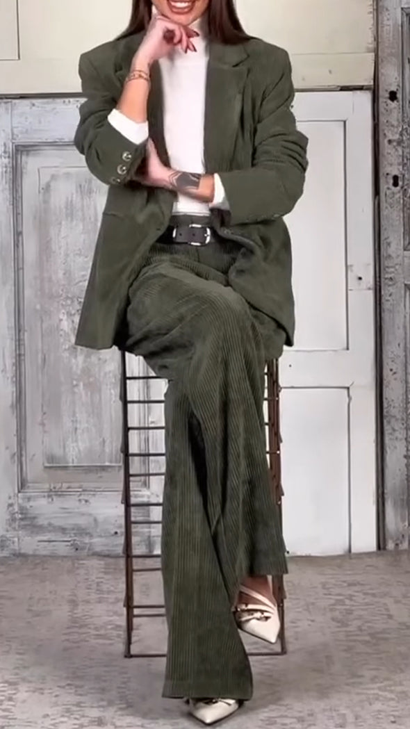 Women Lapel Jacket + Pants Temperament Commuter Suit