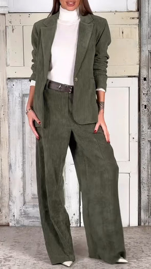 Women Lapel Jacket + Pants Temperament Commuter Suit