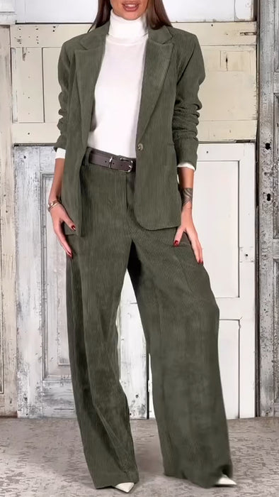 Women Lapel Jacket + Pants Temperament Commuter Suit